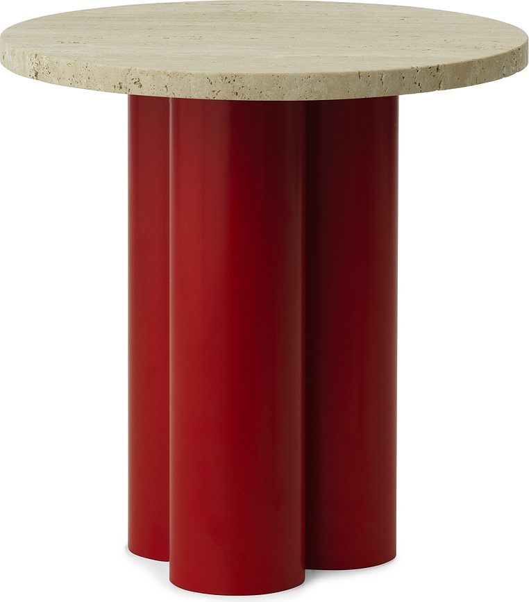 Stolik Dit Travertine Light na czerwonych nogach