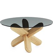 Ding Table oak smoked glass top