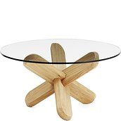 Ding Table oak with a transparent tabletop