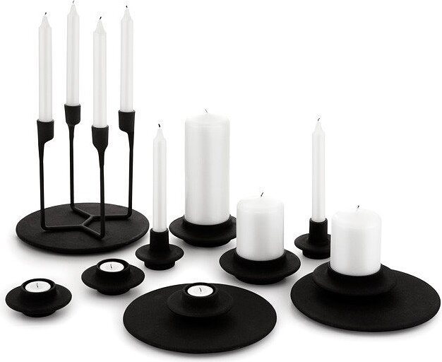 Heima Porte-bougie pour bougie pilier, noir