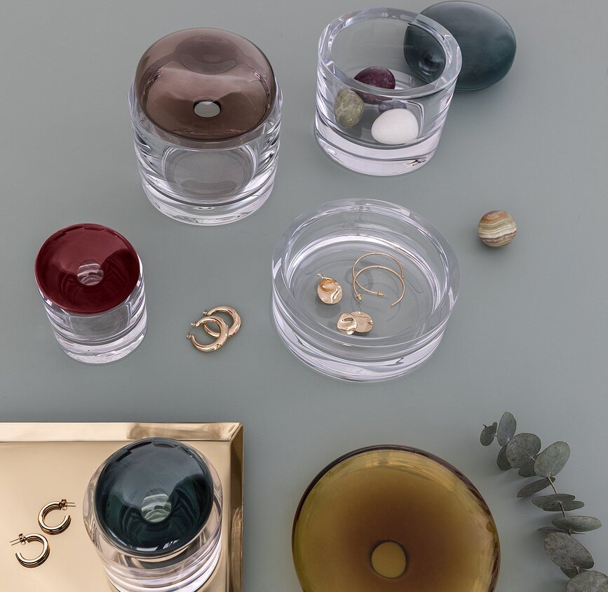 Caja de almacenaje Ecrin, talla L, color caramelo, con tapa