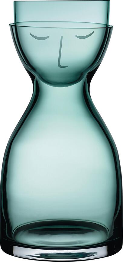 Caraffa per l'acqua Mr. & Mrs. 850 ml tonalità verde con bicchiere 2 el.