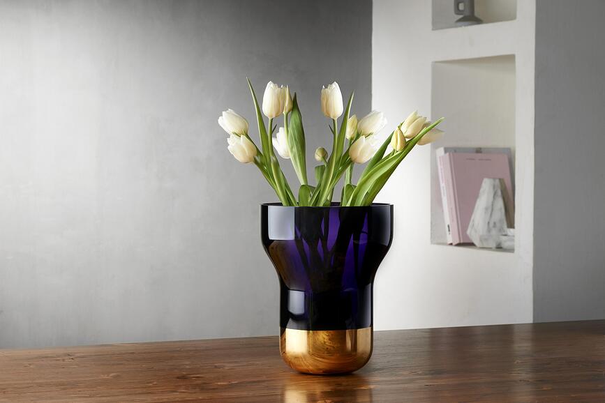 Contour Βάζο, 25 cm, διαφανές, με χάλκινη βάση