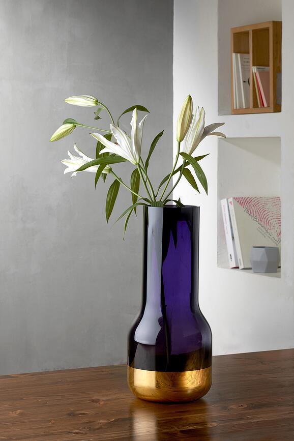 Contour Βάζο διαφανές, 40 cm, με χάλκινη βάση