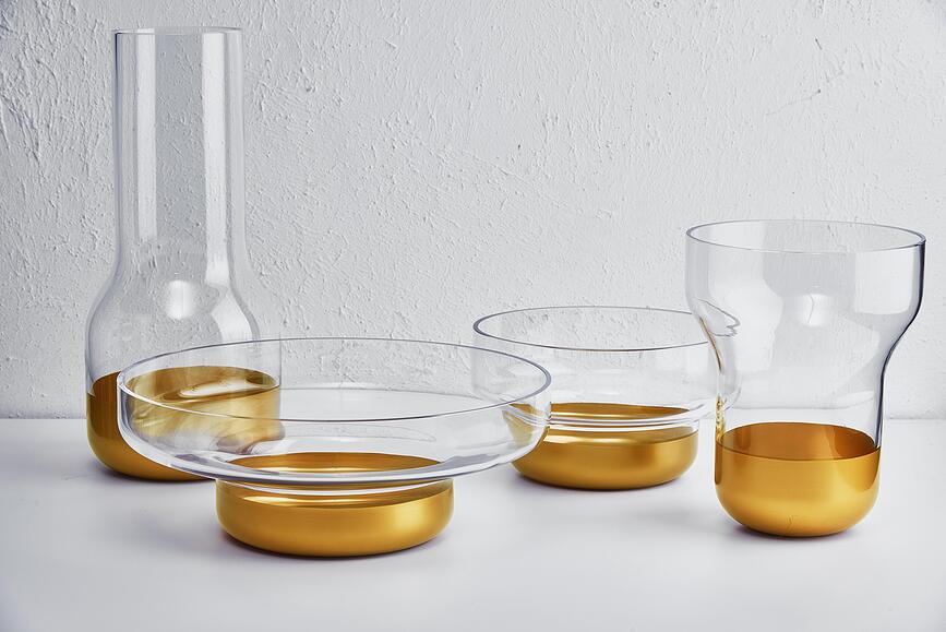 Contour Coupe avec base en cuivre, 24 cm, transparente