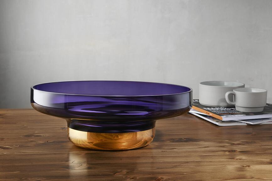 Contour Bol 36 cm, transparent, avec base en cuivre