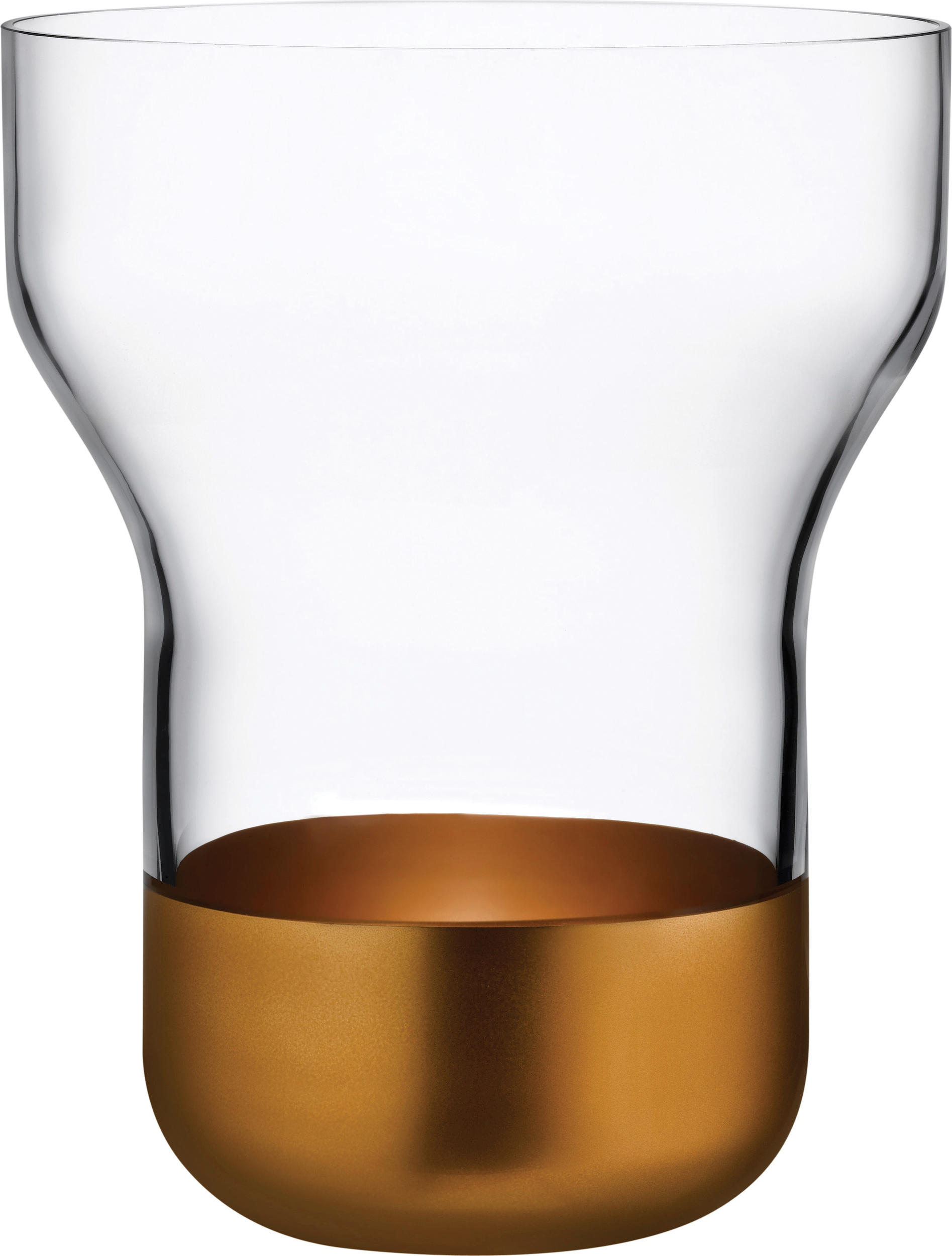 Contour Vase 25 cm durchsichtig mit Kupfersockel