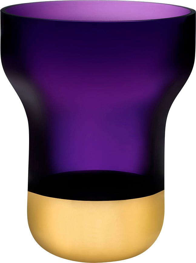 Contour Vase 25 cm violett mit goldfarbenem Sockel