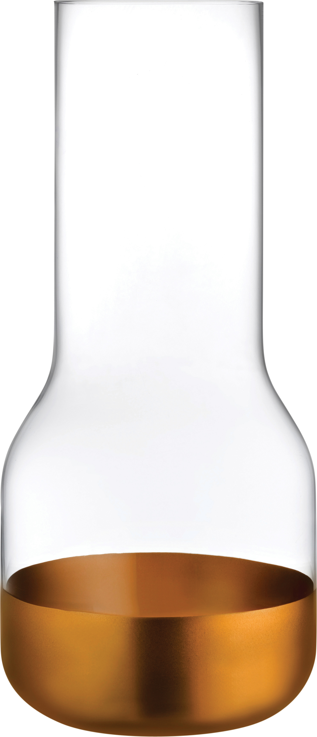 Contour Vase 40 cm durchsichtig mit Kupfersockel