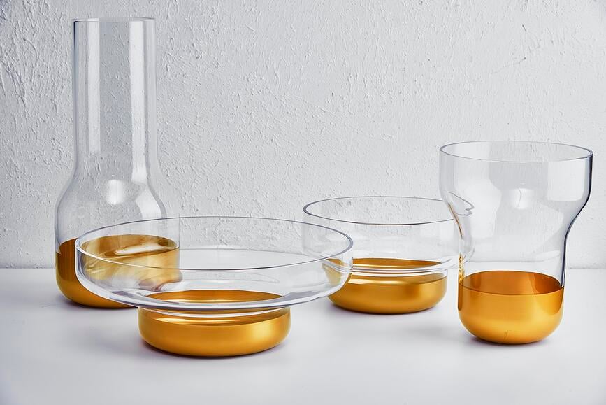 Contour Zdjela 24 cm prozirna s bakrenim postoljem