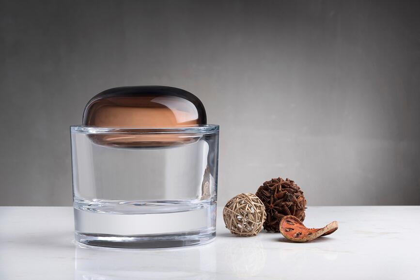 Ecrin Boîte de Rangement avec couvercle, taille L, caramel