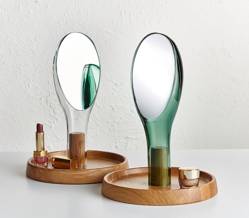 Espejo de Tocador con base de madera Moon, verde