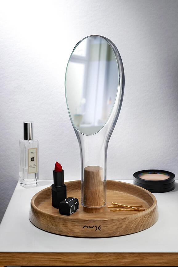 Espejo de Tocador con base de madera Moon, verde