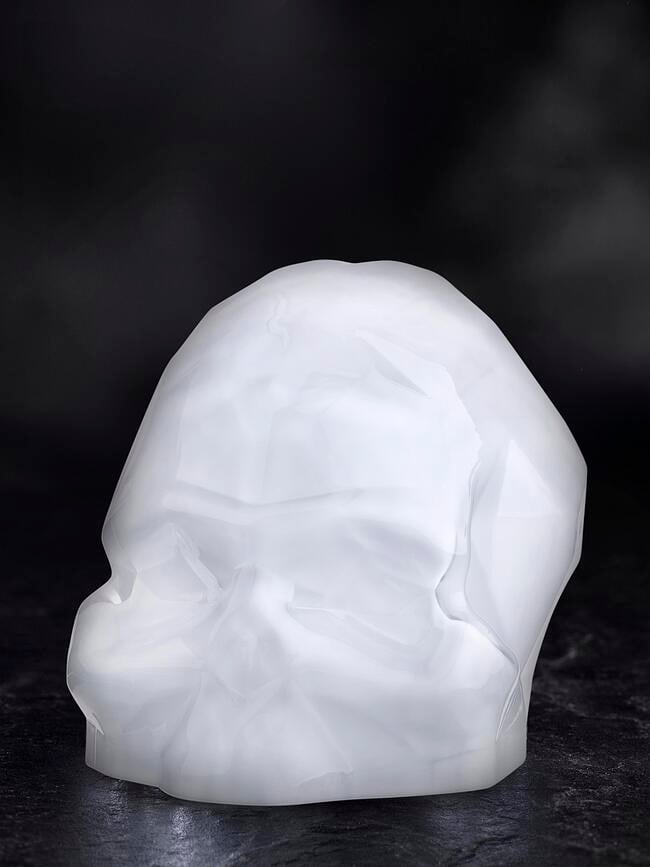 Figura decorativa Calavera Memento Mori, color cobre, tamaño L