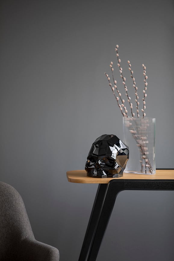 Figura decorativa Calavera Memento Mori, color cobre, tamaño L