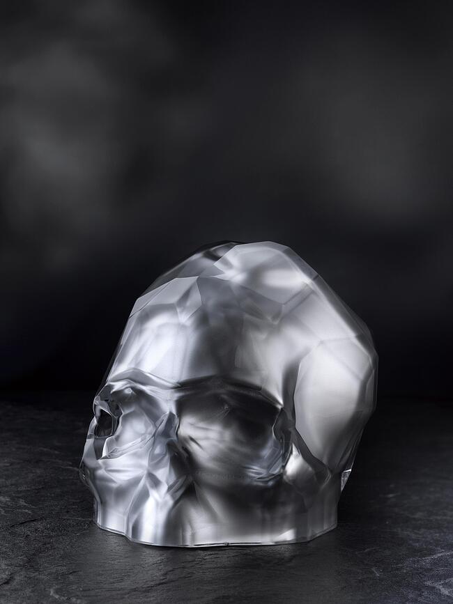 Figura decorativa Calavera Memento Mori, color cobre, tamaño L