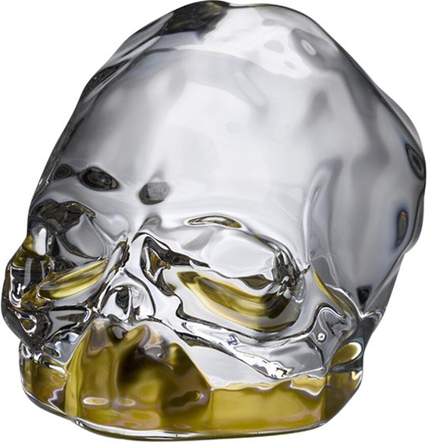 Figura decorativa calavera Memento Mori, talla S, con detalles dorados