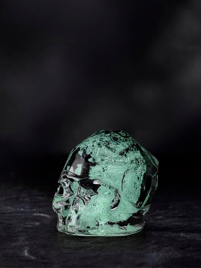 Figura Decorativa calavera Memento Mori, talla S, verde iridiscente