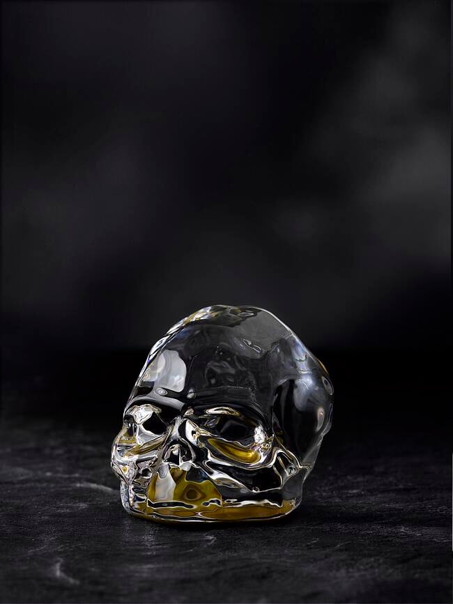 Figura Decorativa calavera Memento Mori, talla S, verde iridiscente