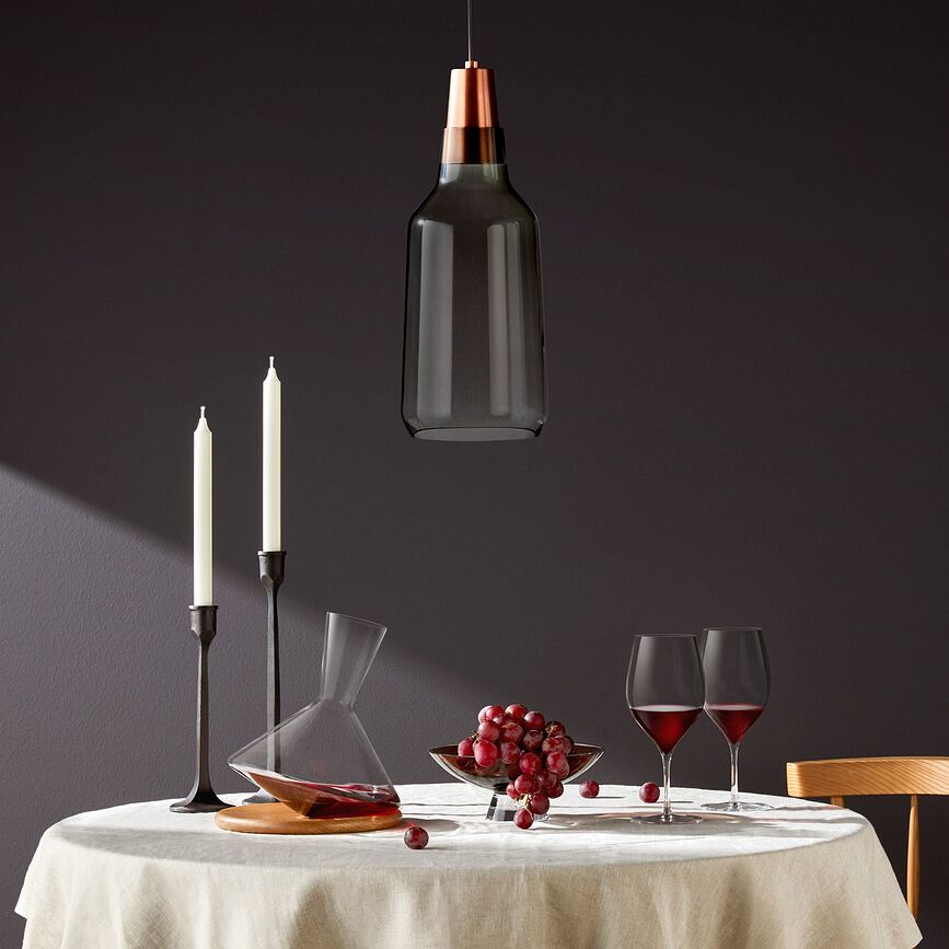 Lámpara Colgante ancha Mono, cristal ahumado