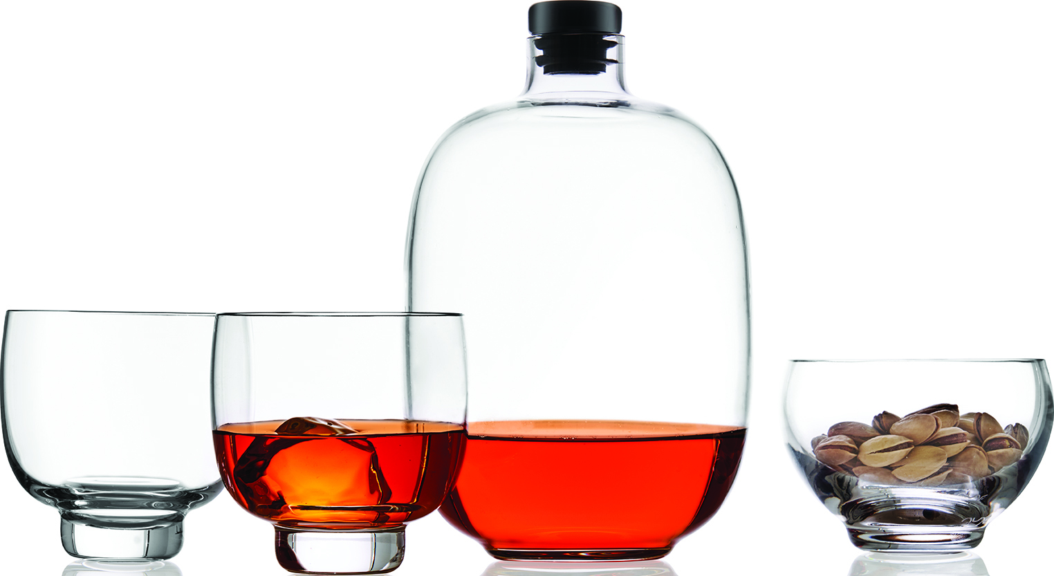 Malt Karaffe für Whisky mit 2 Gläsern und Schüssel 4 El.