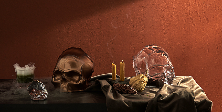 Memento Mori Φιγούρα Κρανίο, μικρό, ιριδίζον πράσινο