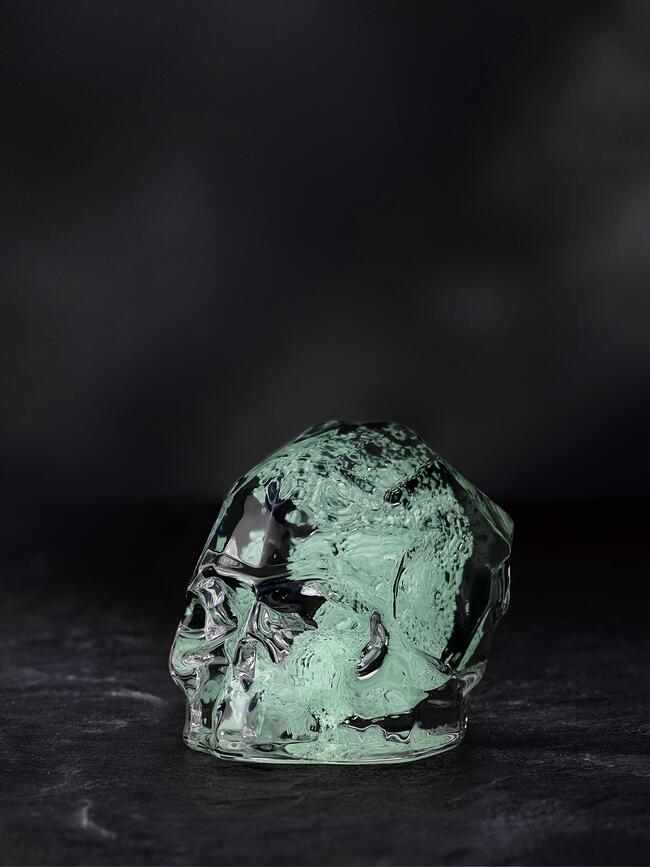 Memento Mori Figurine décorative Crâne, taille S, vert irisé