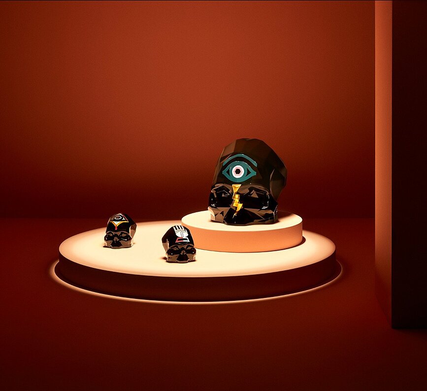 Memento Mori Rock & Pop by Luca Font 932 Dekorativna figurica, lobanja, velikost S