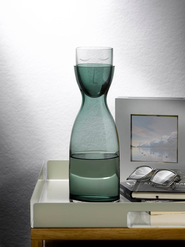 Mr. & Mrs. Carafe à Eau avec Verre, 700 ml, transparente, Set 2 pièces