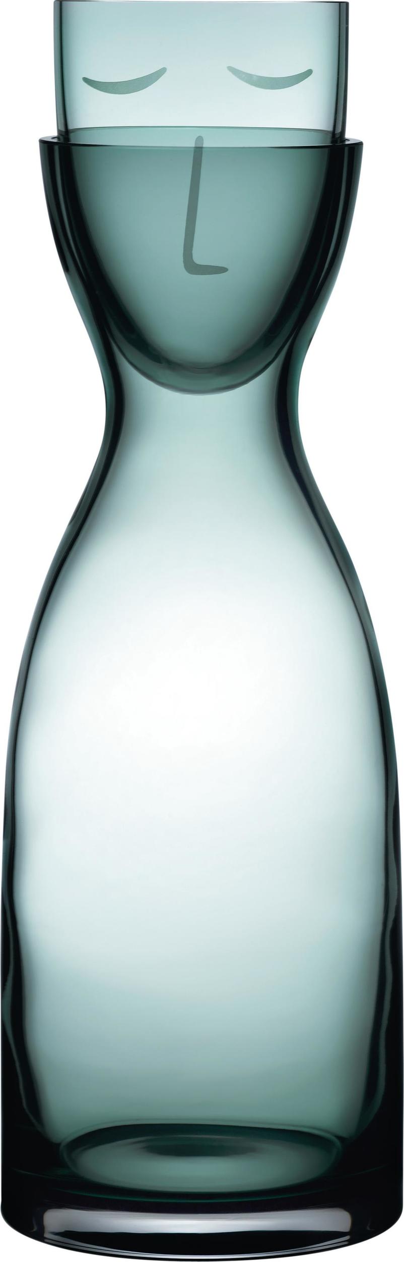 Mr. & Mrs. Wasserkaraffe 700 ml grün mit Trinkglas 2 El.