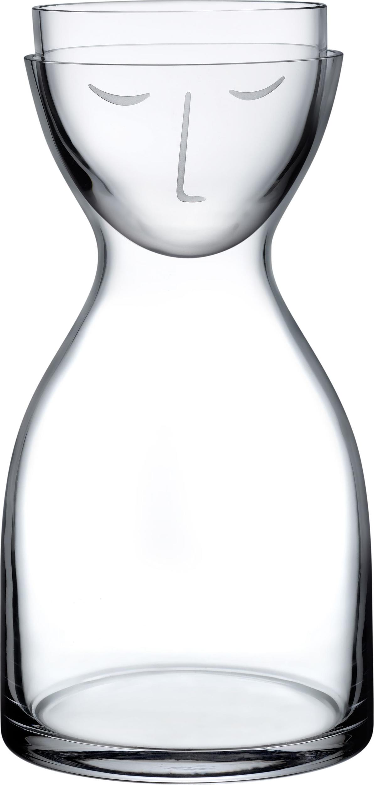 Mr. & Mrs. Wasserkaraffe 850 ml durchsichtig mit Trinkglas 2 El.