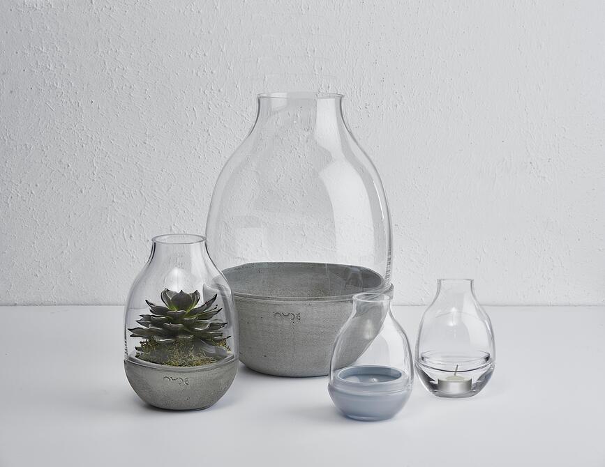 Portavelas para vela de té Eden, gris