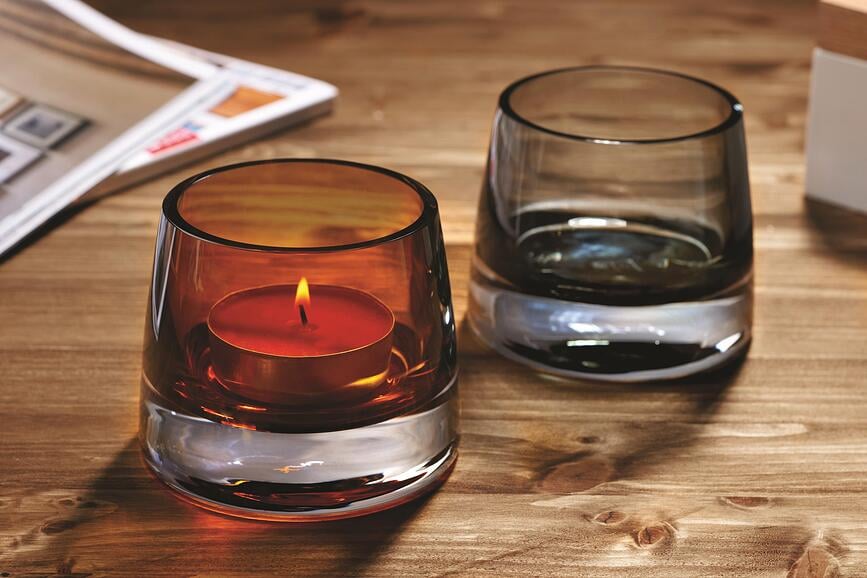 Portavelas para velas de té Joy M, ámbar, 2 unidades