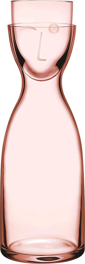 Vandens grafinas Mr. & Mrs. su stikline rožinės spalvos 700 ml 2 komp.