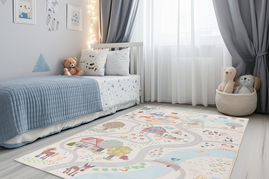 Alfombra infantil Magic Kids 108 Farmhouse, 115 x 160 cm