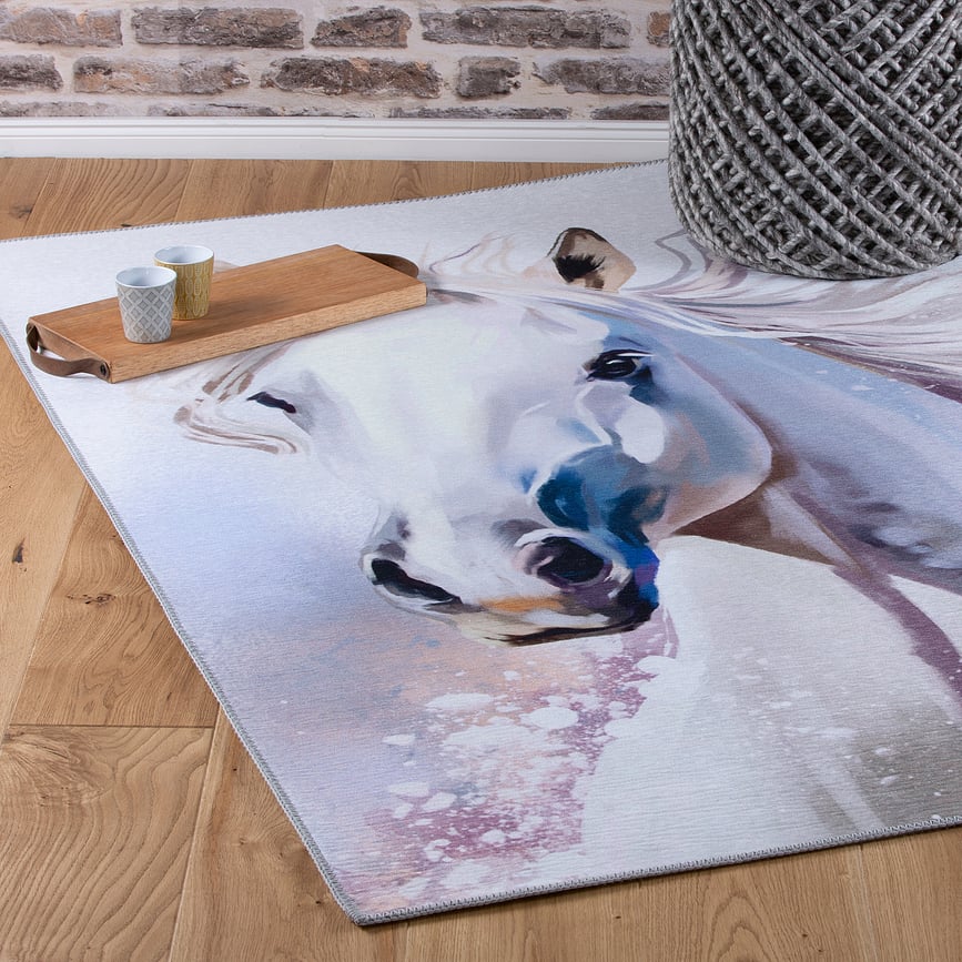 Torino Kids Tapis motif cheval, 80 x 120 cm, blanc