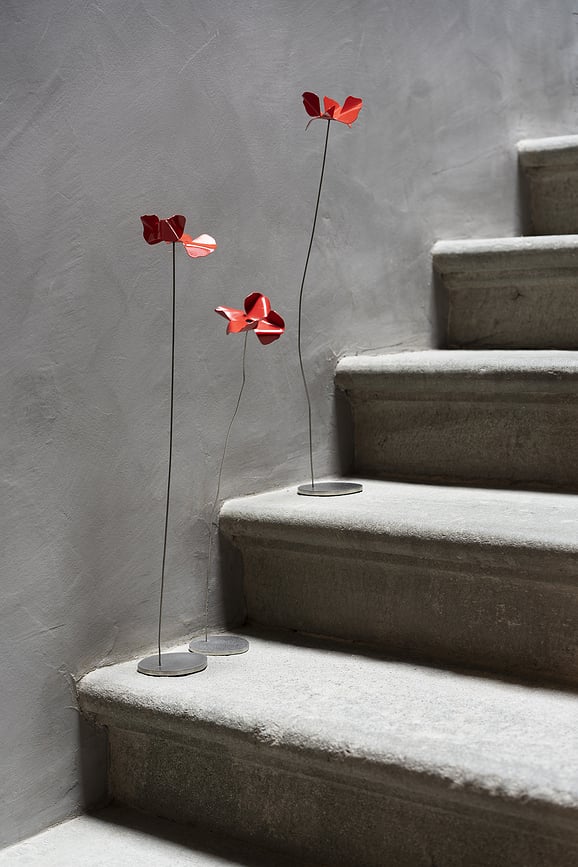 Flor decorativa Papavero Delicato, roja, talla L