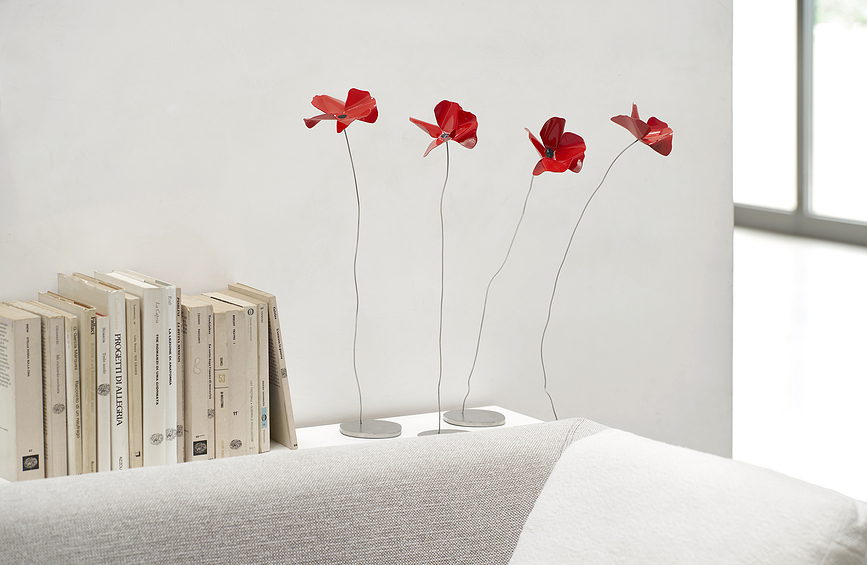 Flor decorativa Papavero Delicato, roja, talla L