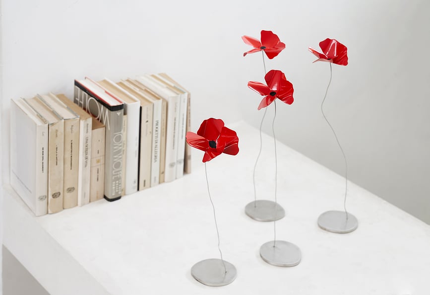 Flor decorativa Papavero Delicato, roja, talla L