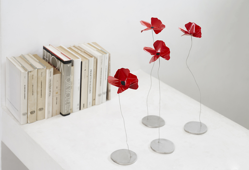 Papavero Delicato Fleur Décorative, taille L, rouge