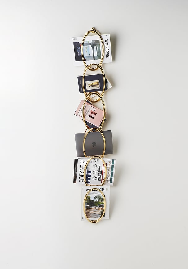 Perchero modular Senzatempo, fijación de pared dorada