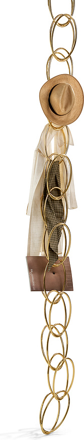 Perchero modular Senzatempo, fijación de pared dorada