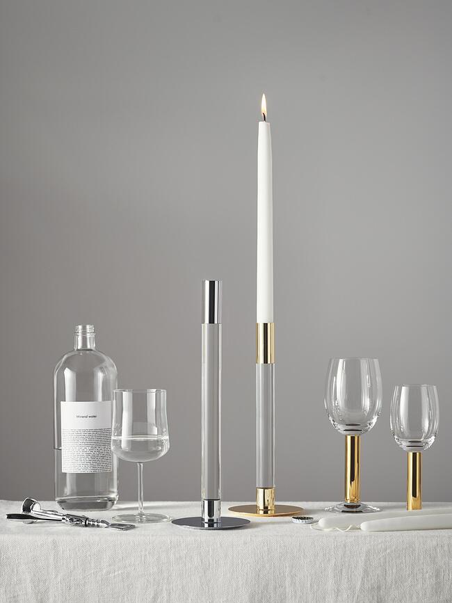 Bougeoir pour bougie classique Lumiere 26,5 cm, argenté