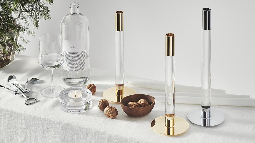 Κηροπήγιο για κλασικό κερί Lumiere 32 cm, ασημί