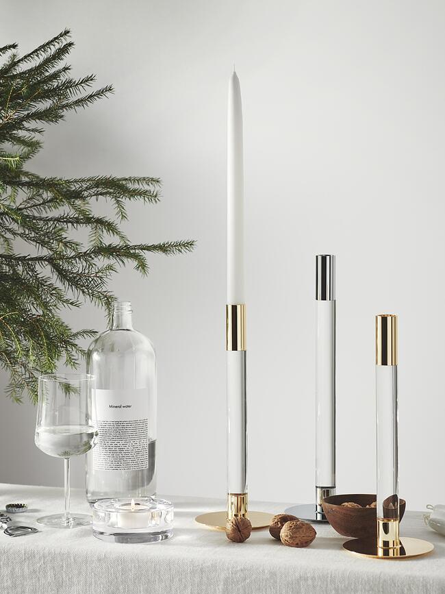 Portacandele Lumiere per candela classica 32 cm, argento