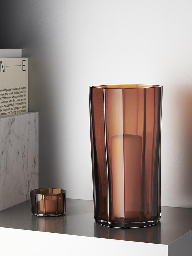 Portacandele per tealight Reed 4,5 cm ambra