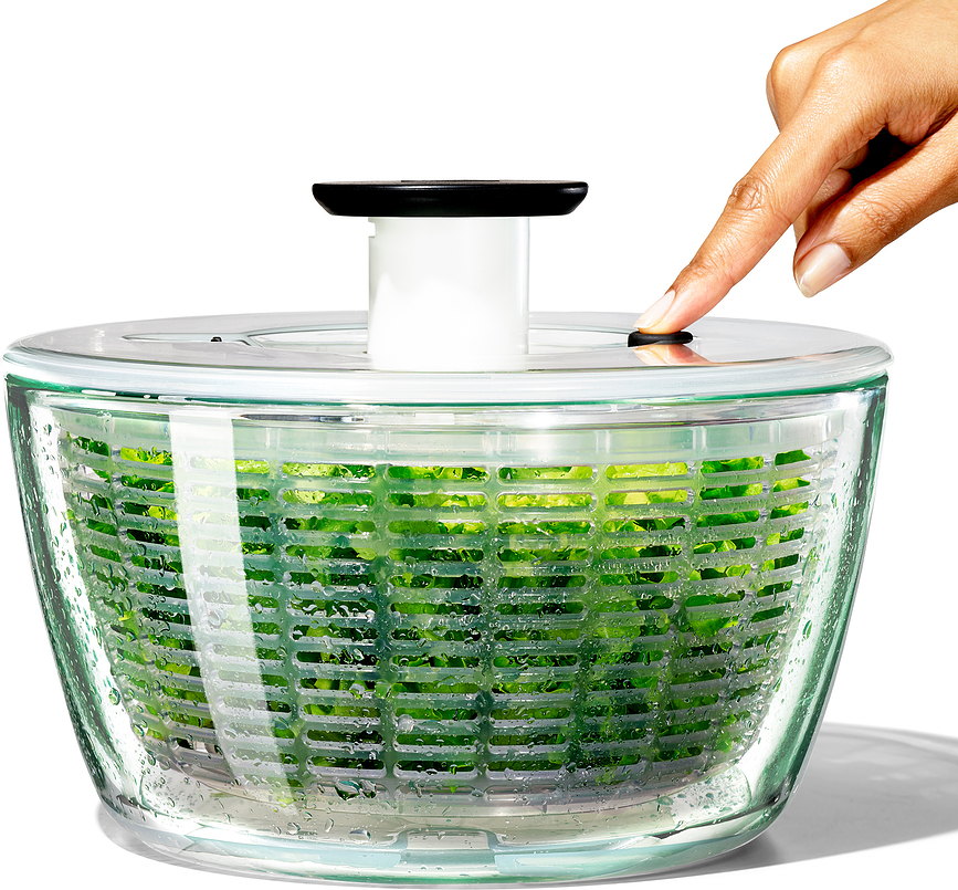 Centrifugadora de Ensaladas de cristal Good Grips, 2 en 1