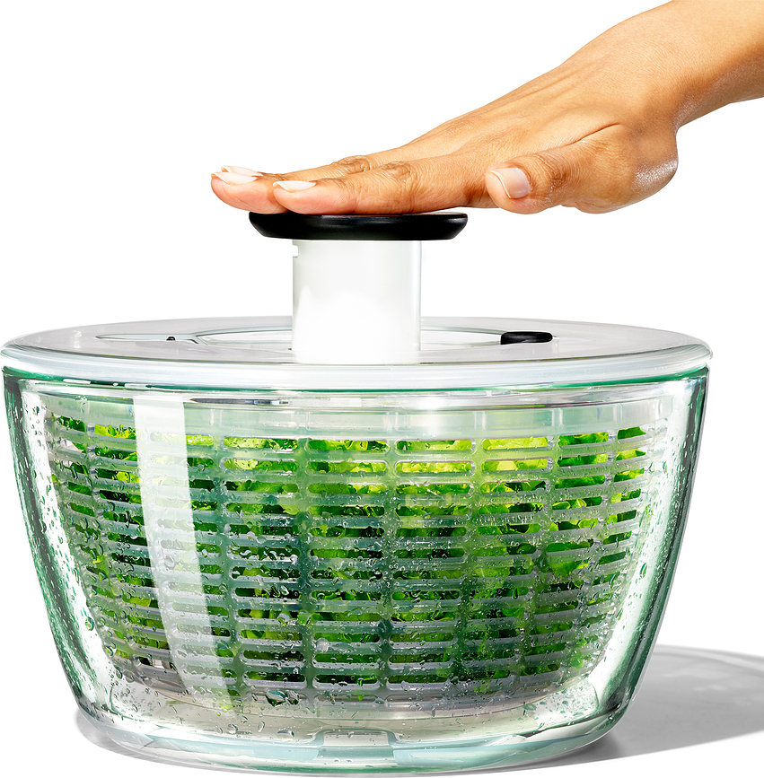 Centrifugadora de Ensaladas de cristal Good Grips, 2 en 1