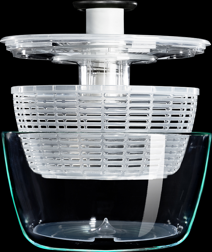 Centrifugadora de Ensaladas de cristal Good Grips, 2 en 1