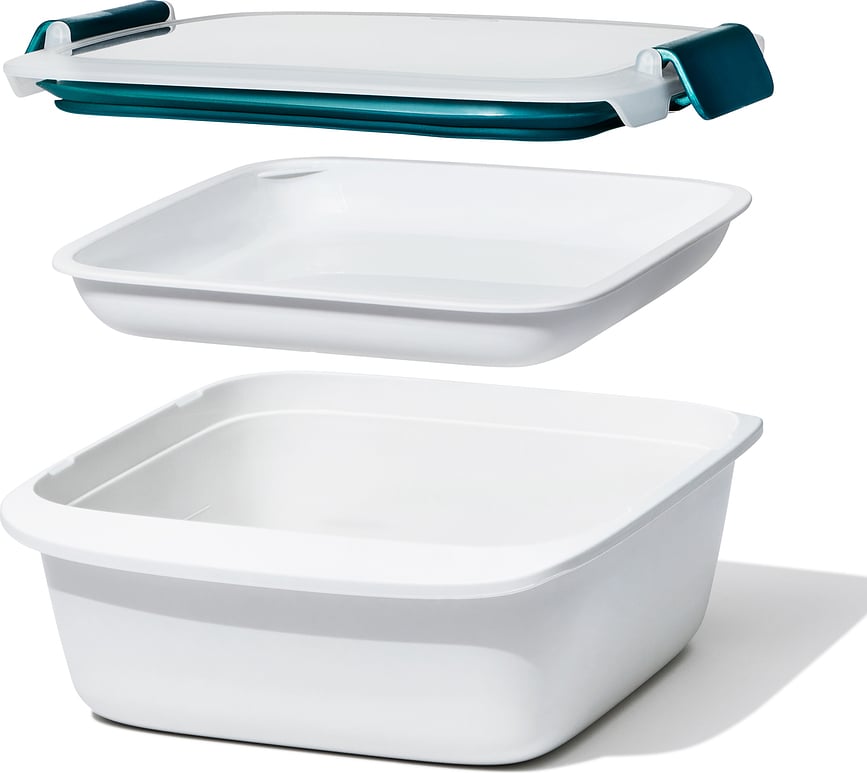 Fiambrera para ensaladas Prep & Go, 1,5 l, blanco y azul